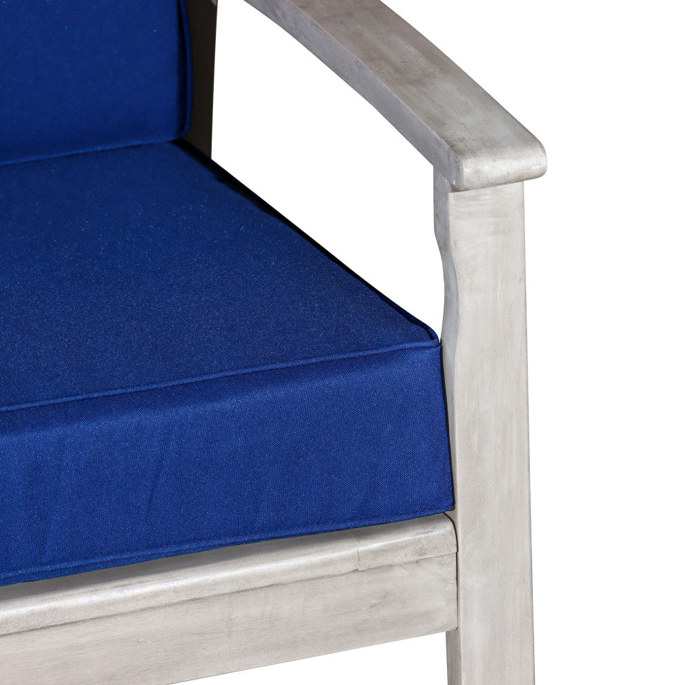 DTY Outdoor Living Longs Peak Eucalyptus Loveseat w/ Cushion, Silver Gray, Navy