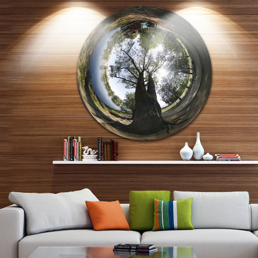 Ufa Little Planet Panorama, Tree Photography Disc Metal Wall Art, 23"