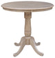 Round Top Pedestal Table, Washed Gray Taupe, 36 Inch Round