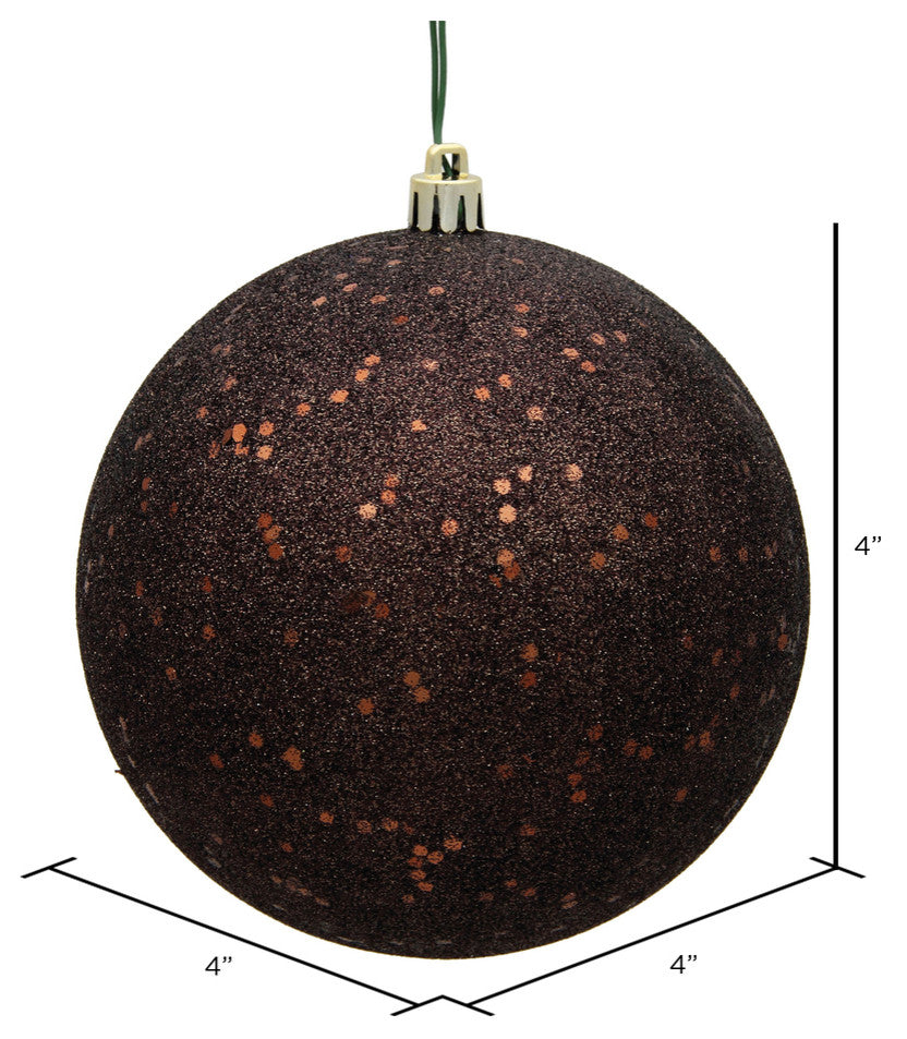 Vickerman 4" Chocolate Sequin Ball Ornament, 6 per Bag