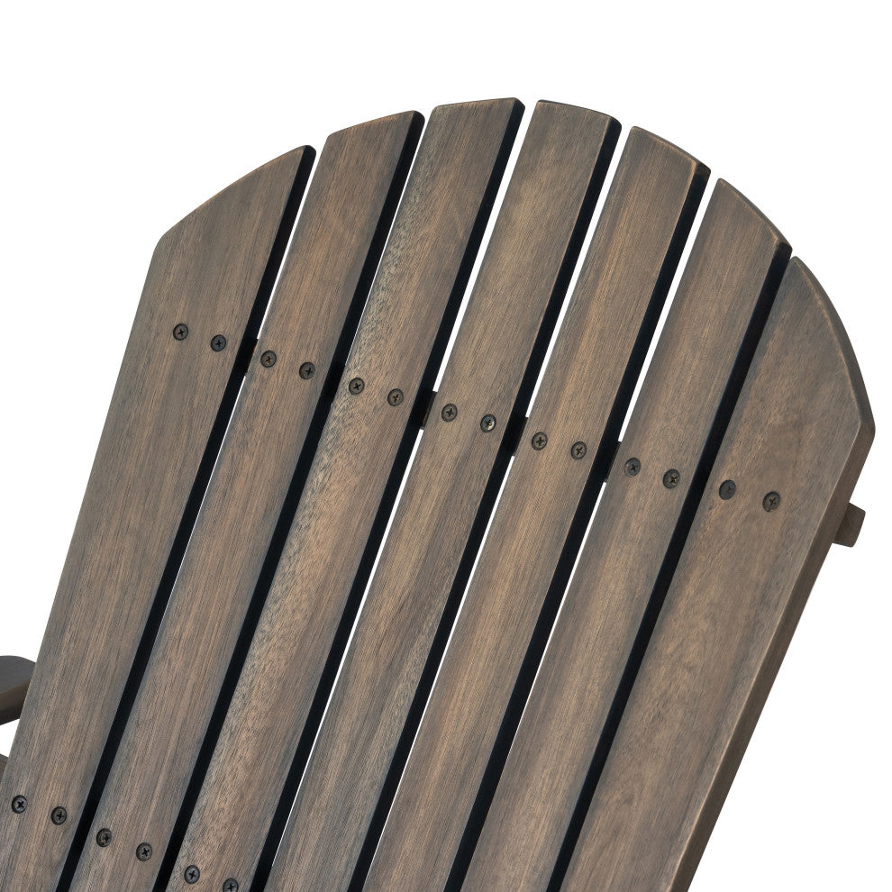Malibu Outdoor Acacia Folding Adirondack Chairs and Cushion, Set of 4, Navy Blue