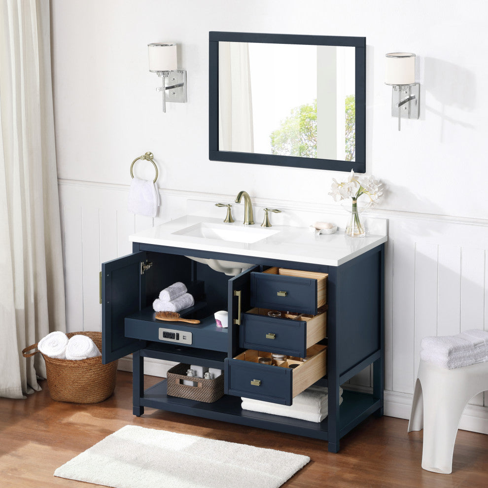 Ove Decors Stanley 42" Single Sink Bathroom Vanity, Midnight Blue