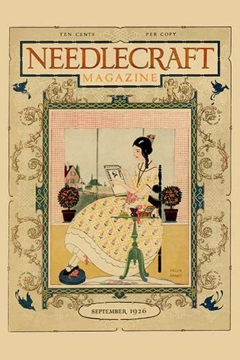 Victorian Girl Does Needlepoint Portrait- Gallery Wrapped Canvas Art 28" x 42"