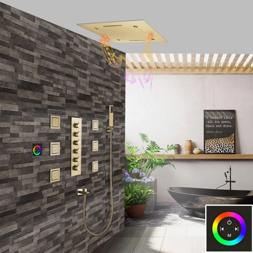 Remote Controlled Rainfall Led Shower System, Style 2- Touch Panel Light