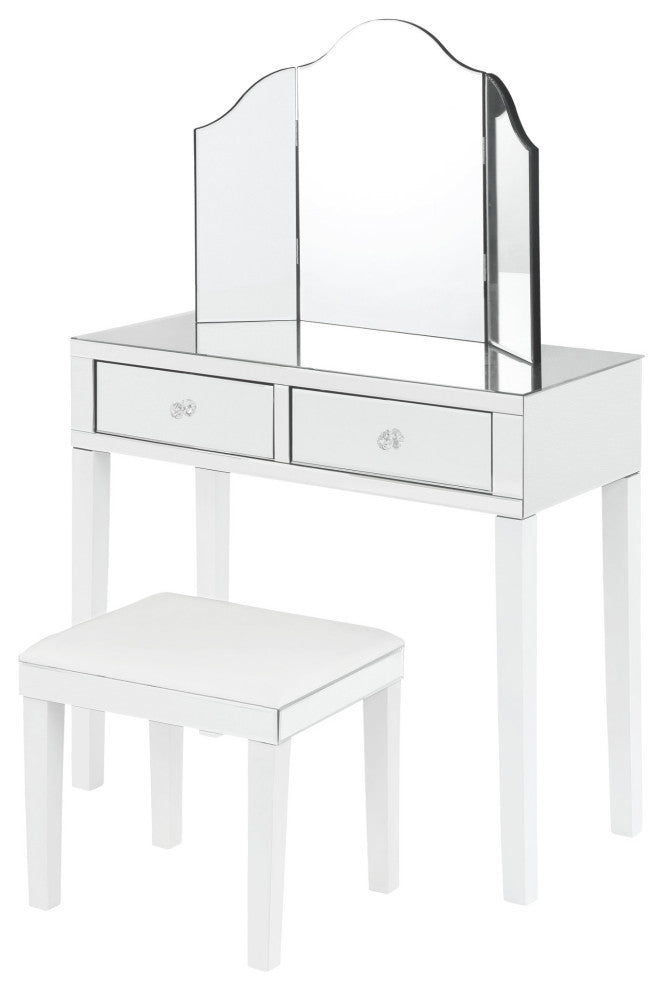 Venecia 3-Piece Vanity Set With Trifold Mirror, White