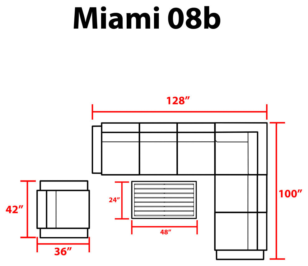 Miami 8 Piece Outdoor Wicker Patio Furniture Set 08b
