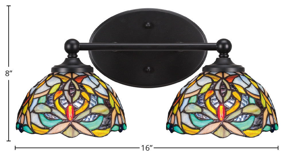 Capri 2-Light Bath Bar, Matte Black/Kaleidoscope Art