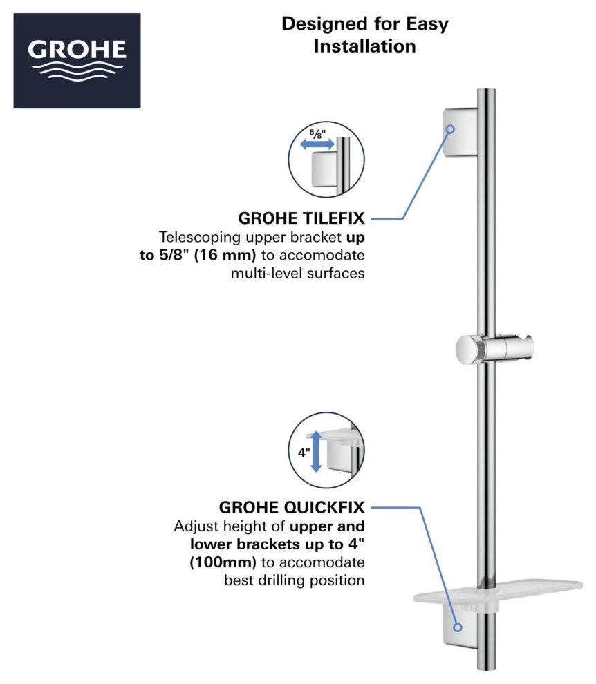 Grohe 26 602 Rainshower 24" Shower Slide Bar - Brushed Cool Sunrise