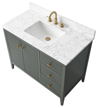 Vanity Art Freestanding Vanity, Vintage Green, 42", Single Sink, Golden Brushed