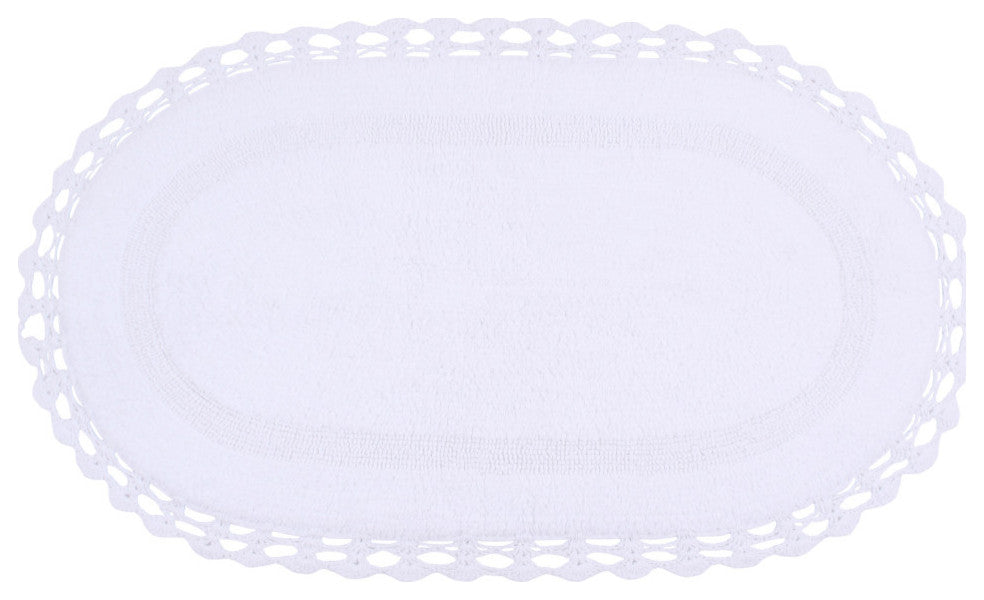 Hampton Crochet Reversible Bath Rug Set, 24x40 Rectangle, White