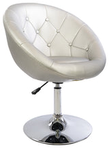 Antoinette Round Tufted Vanity Chair, Silver Shimmer
