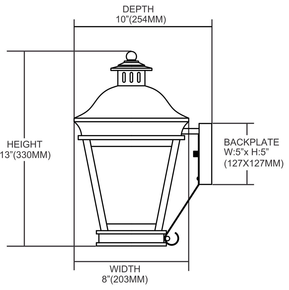 Outdoor Wall Lantern Landings, Solid Brass, a Charcoal Finish