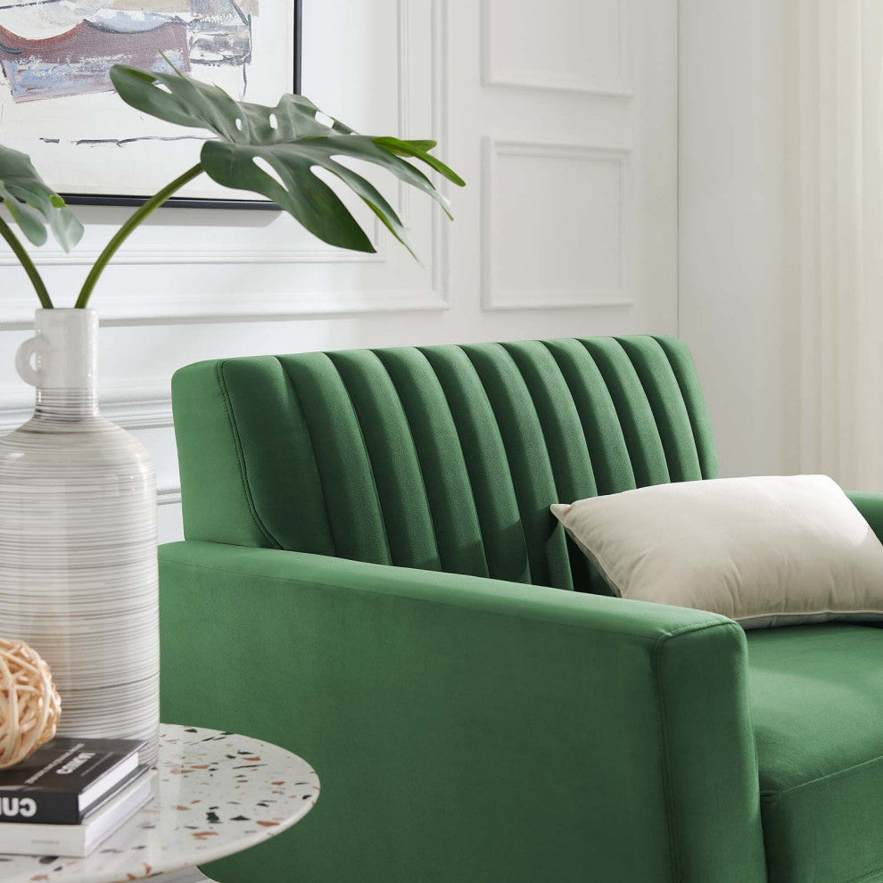 Tufted Armchair Accent Chair, Velvet, Green, Modern, Living Lounge Hospitality