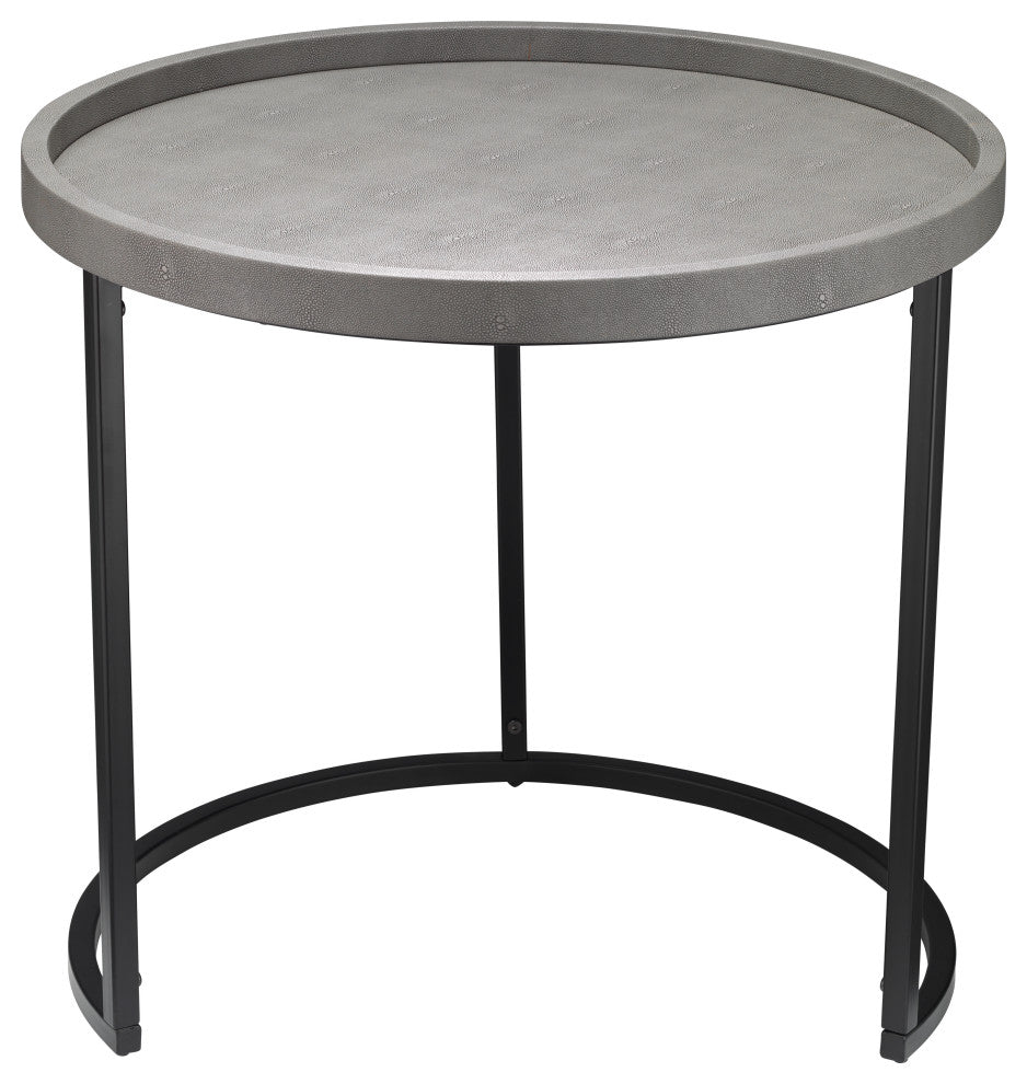 Maddox Faux Shagreen Nesting Tables, Set of 3, Grey