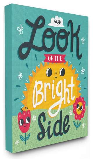 Sun and Flowers Script Lettering Look On The Bright Side Canvas, 16"x20"