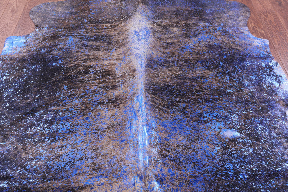 Blue Metallic Cowhide Rug 6' 8" X 6' 11" C2128