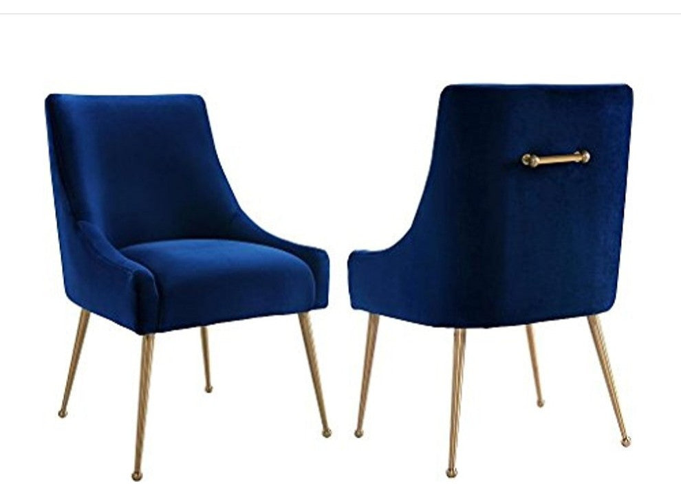 Beatrix Navy Velvet Side Chair - Navy