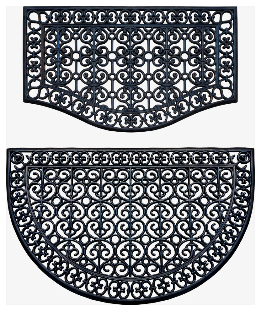 Rubber Grill Matching Doormat Set, Patio/Garage, Heavy Duty, 2-Piece Set