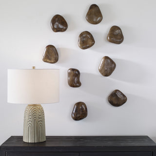 Uttermost Pebbles Walnut Wood Wall Decor, S/9