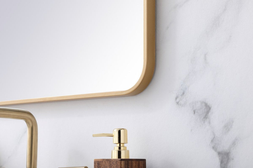 Ellis Soft Corner Metal Rectangular Mirror, Brass, 22"x30"