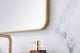 Ellis Soft Corner Metal Rectangular Mirror, Brass, 22"x30"