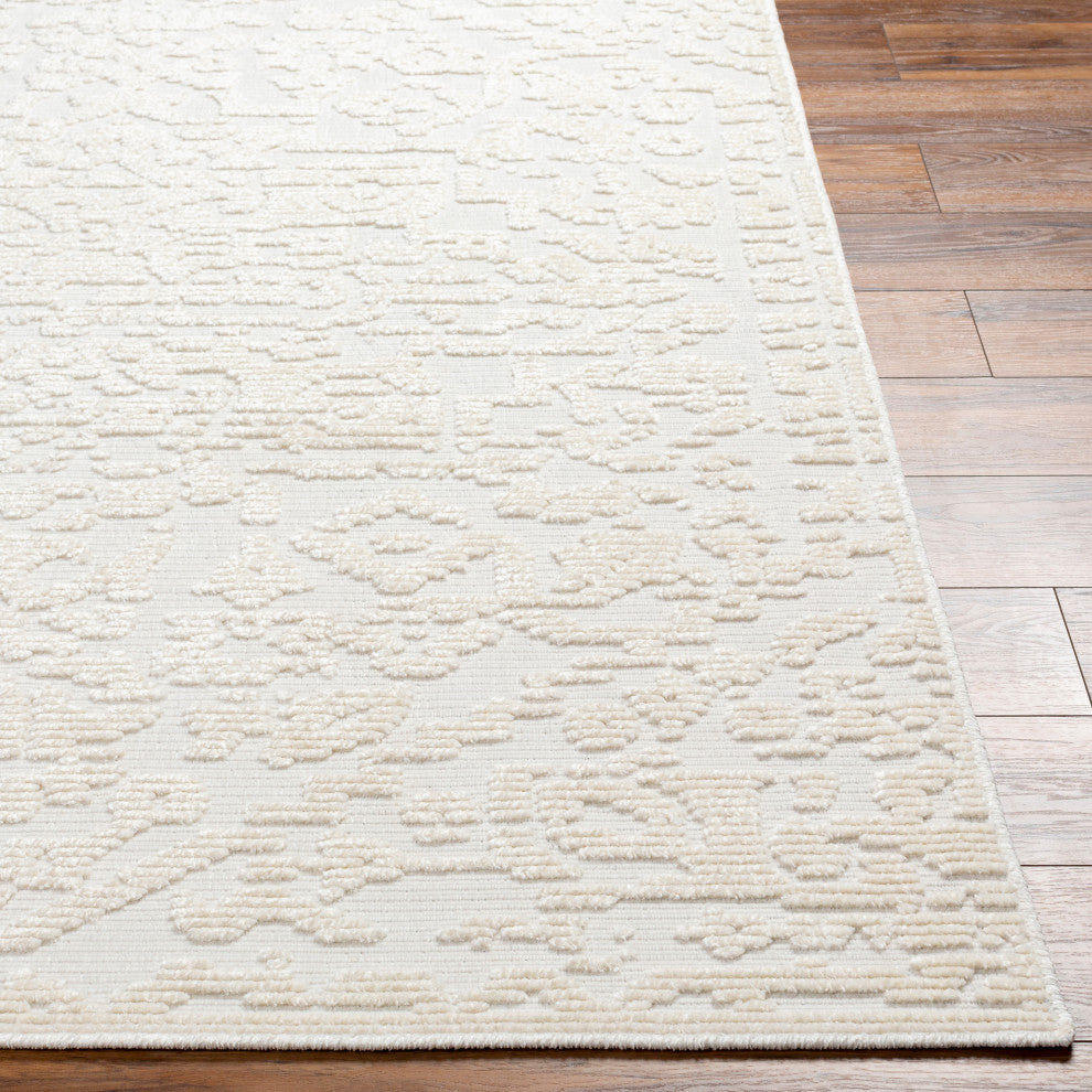 Lyna LYA-2318 Cream Machine Woven 7'10" x 10'1" Rug