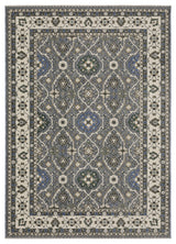 Hanford Bordered Traditional Blue/Grey Fringe Edge Rug 6'7" x 9'6"