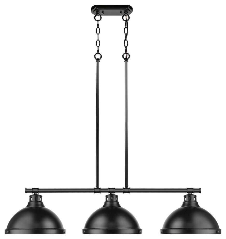 Duncan 3 Light Linear Pendant, Black, Matte Black Shades