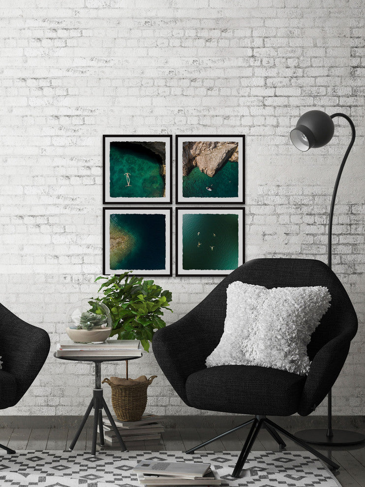 "Quiet Coves II Quadriptych" Framed Painting Prints, 64"x64", 4-Piece Set