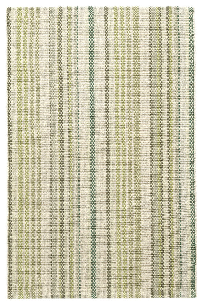 Dash & Albert Oslo Stripe Green Handwoven Cotton Rug, Green, 2' x 3'