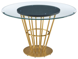 Veronica 48" Round Glass Tabletop Gold Stainless Steel Base Dining Table