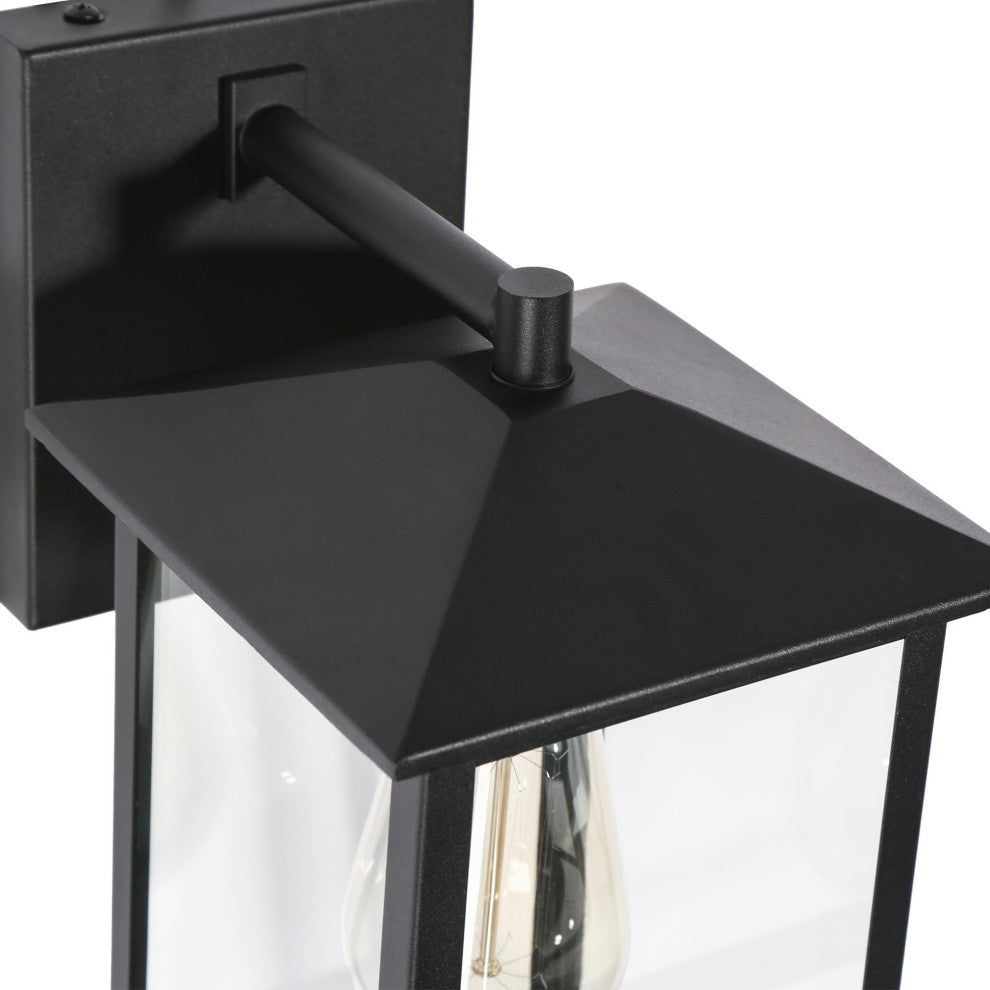 LNC 1-Light 11"H Matte Black and Clear Glass Modern Outdoor Wall Light
