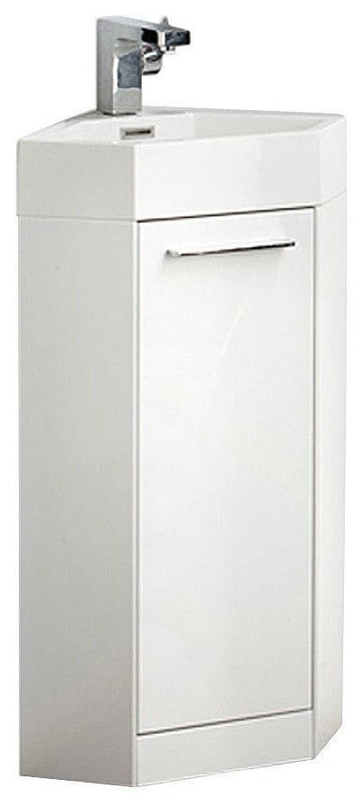 Coda 14" White Modern Corner Bathroom Vanity, Faucet FFT3071BN