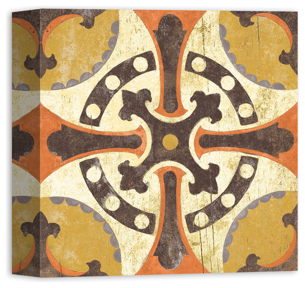 Orange Moroccan Tile Canvas Wall Art, 12x12