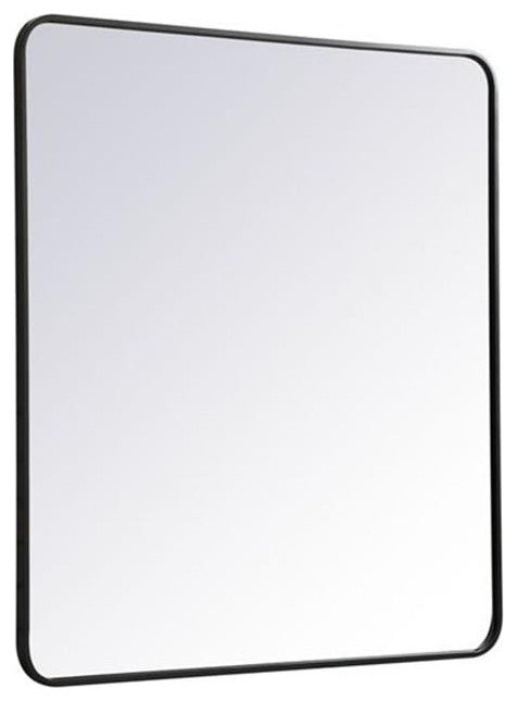 Elegant Decor Evermore 36x40" Soft Corner Metal Rectangular Mirror in Black