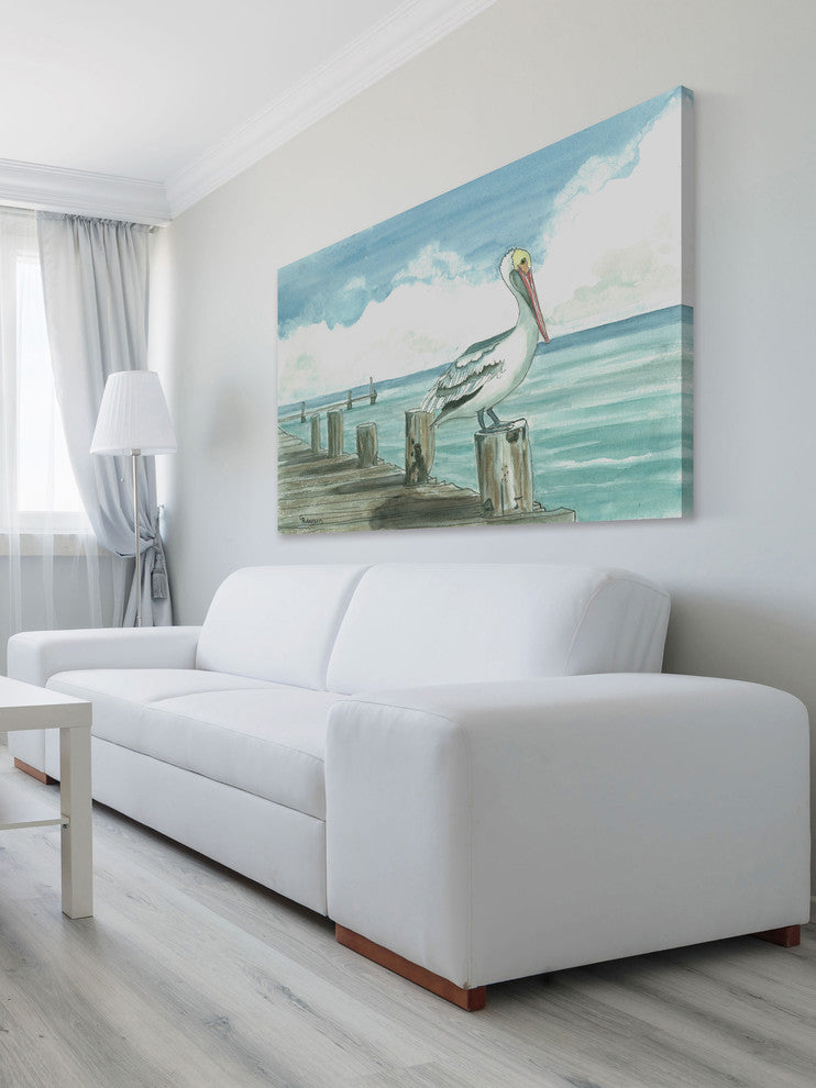 "Sitting on the Dock" Painting Print on Wrapped Canvas, 24"x16"