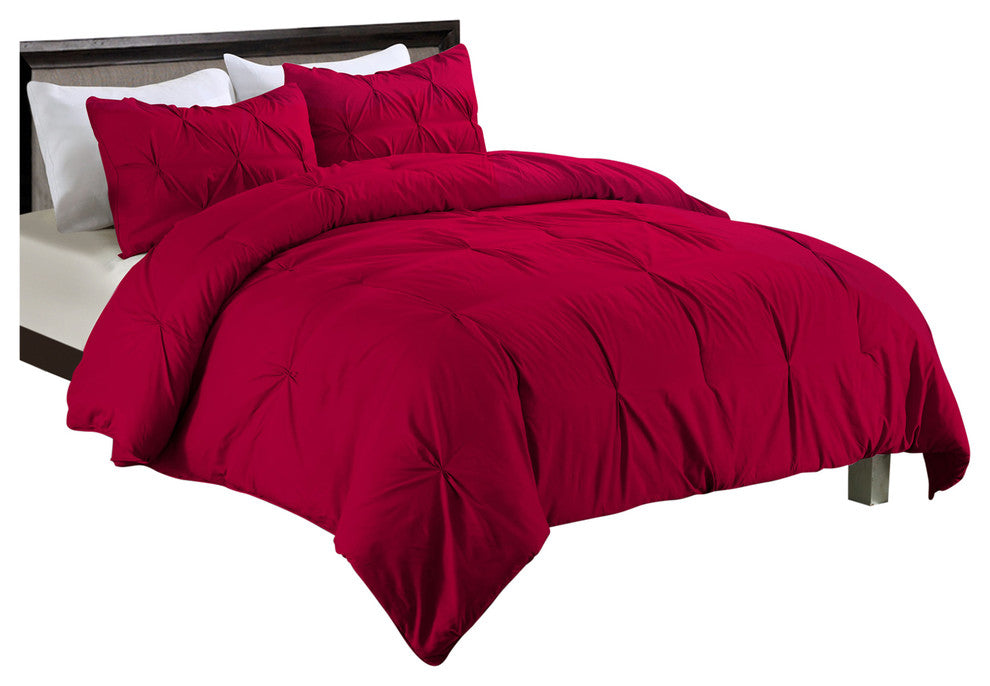 Lotus Home Pintuck Comforter Mini Set, Water/Stain Resistance, King, Red