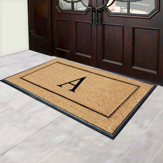Natural Coir & Rubber Large Monogrammed Door Mat 30x60, A