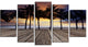 "Old Wood Terrace on Sea Beach" Modern Landscape Wall Art, 5 Panels, 60"x32"