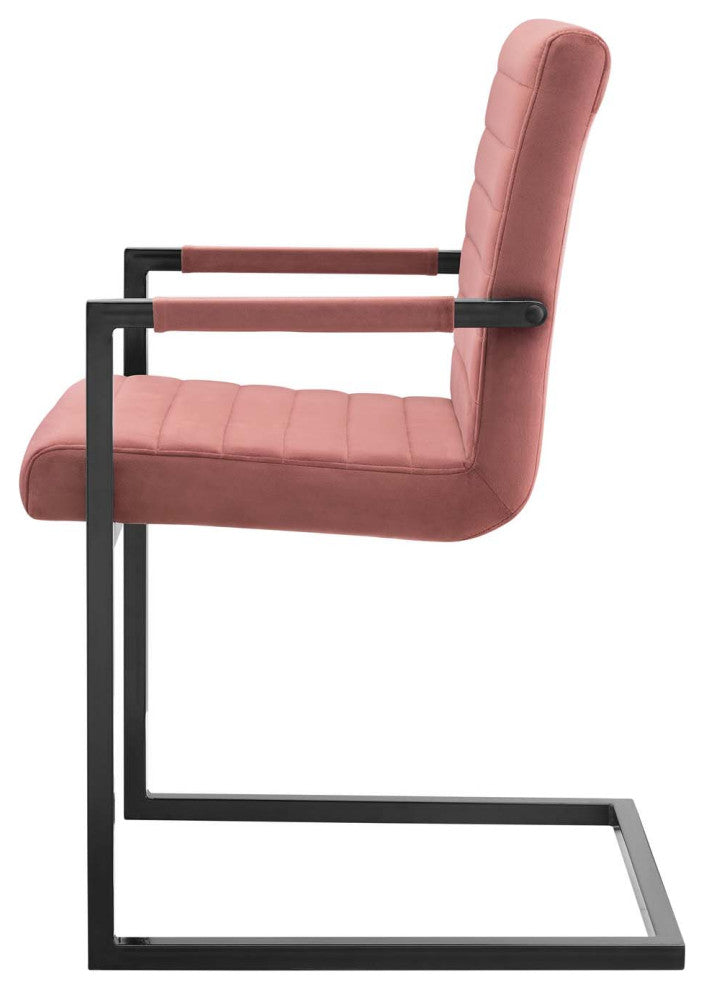 Side Dining Chair, Set of 2, Velvet, Pink, Modern, Bistro Restaurant Hospitality