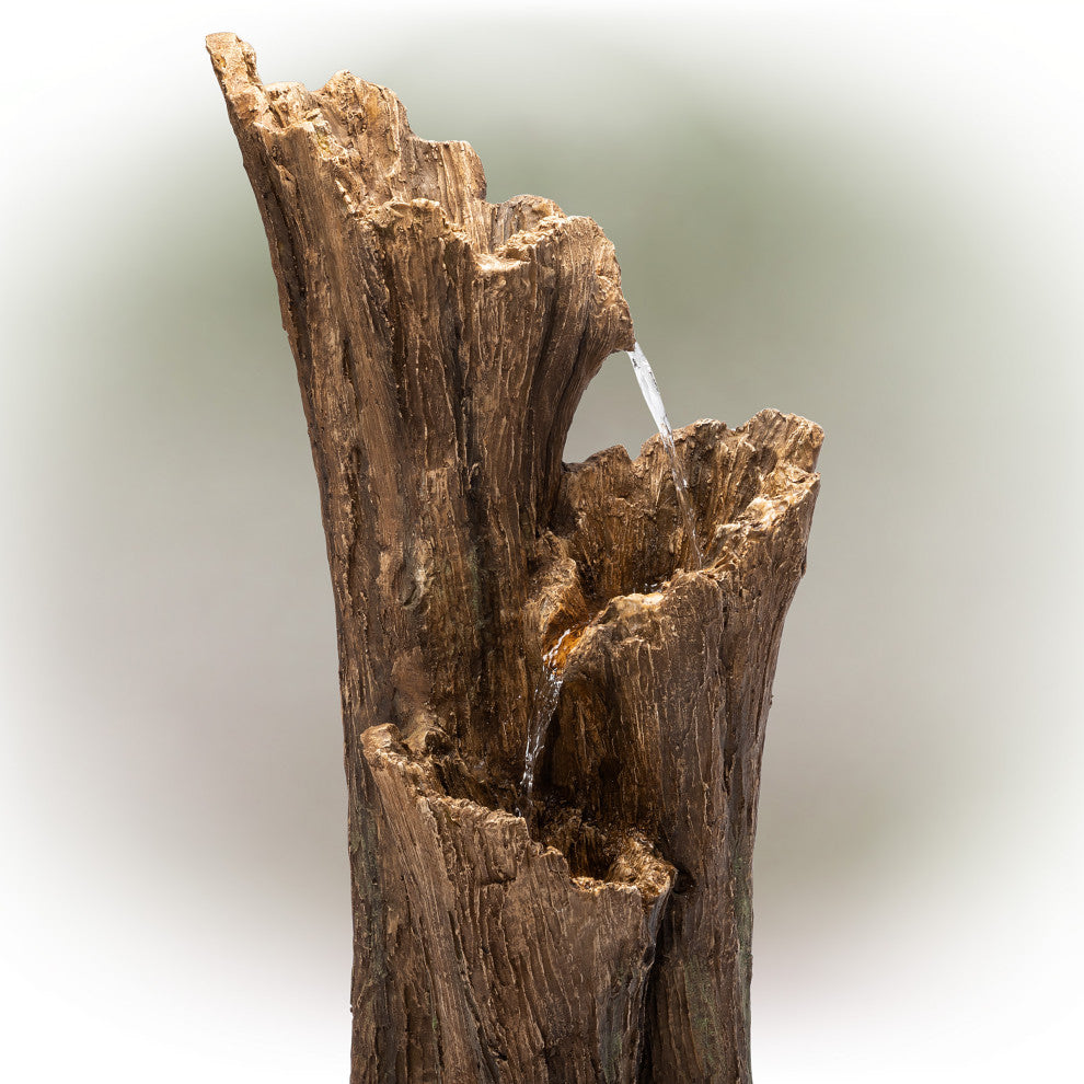 Alpine 3 Log Tiered Fountain w/ LED Lights, 39"
