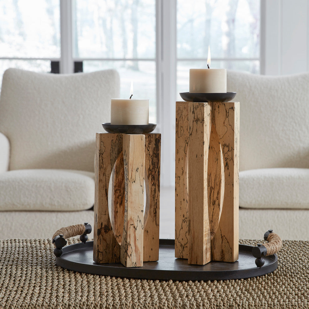 Uttermost Ilva Wood Candleholders 2-Piece Set