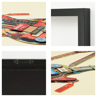 Electric Guitar Hand Made Dimensional Collage Framed Wall Art Under Glass