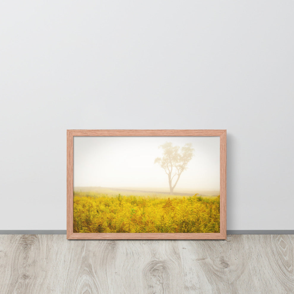 Dreams of Goldenrod and Fog Landscape Framed Photo Paper Wall Art Prints, Red Oak, 12" X 18"