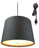 2 Light Swag Plug-In Pendant 14"w Granite Gray Burlap with Diffuser, Black Cord