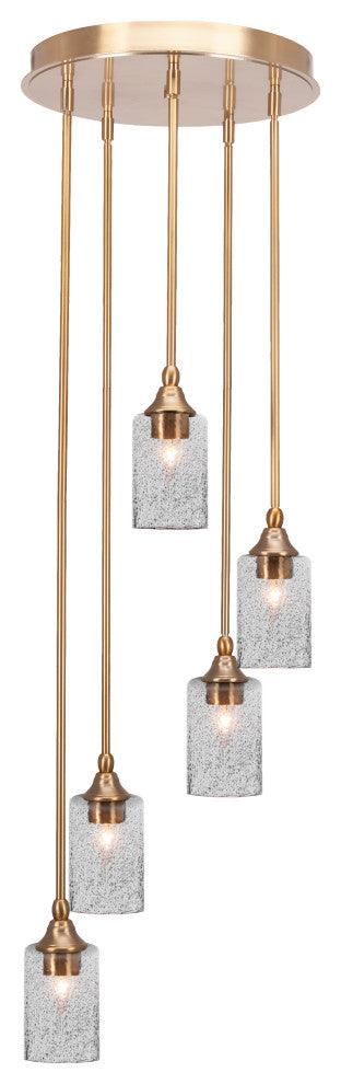 Empire 5-Light Cluster Pendalier, New Age Brass/Smoke Bubble