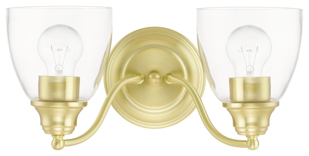 Satin Brass Transitional, Colonial, Vanity Sconce