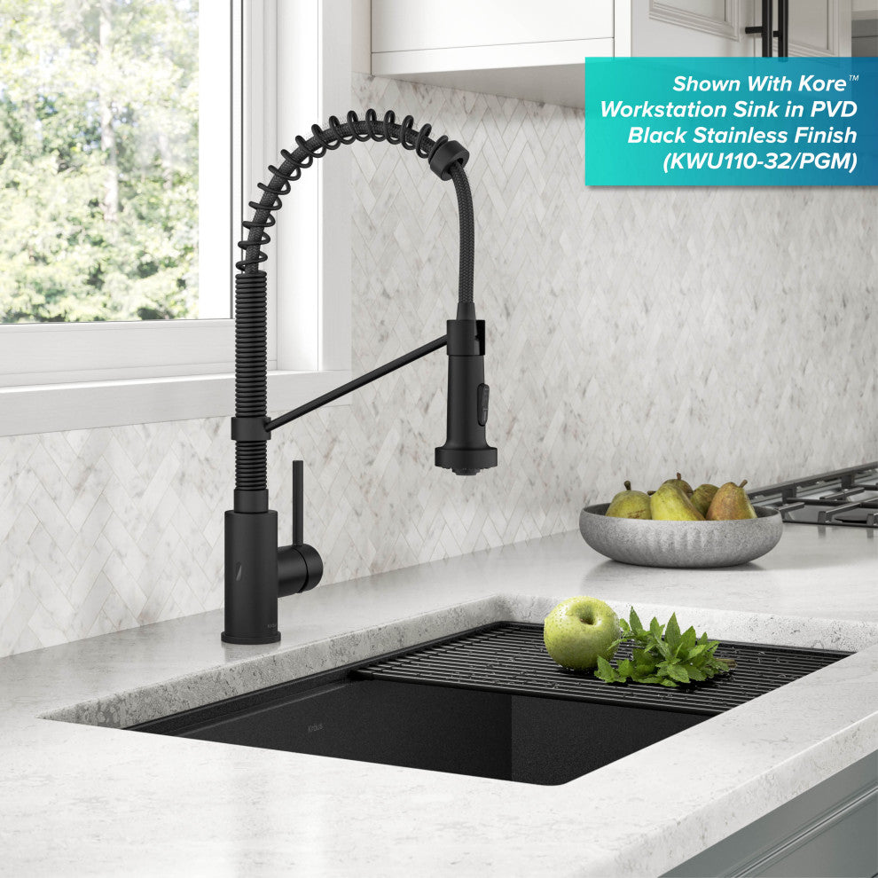 Bolden Commercial Style 2-Function Pull-Down 1-Handle 1-Hole Kitchen Faucet, Matte Black (Sensor Touchless)