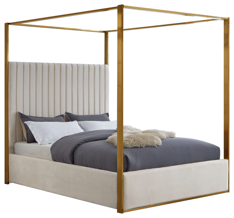 Jones Upholstered Bed, Cream, King, Velvet