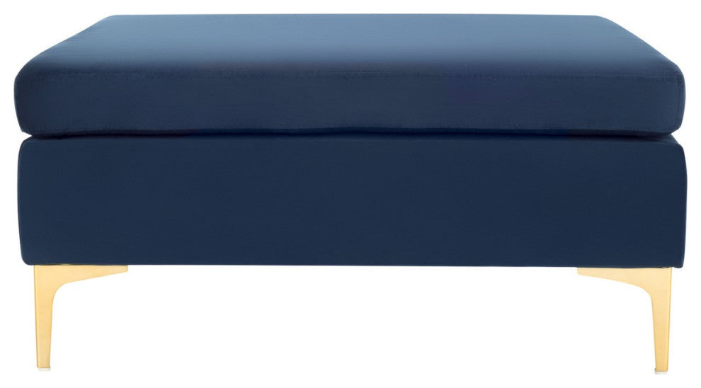 Elin Square Ottoman Navy/ Brass